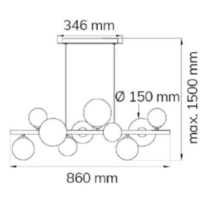 Wofi 6014.10.24.9000 - LED Żyrandol na lince VILLA 10xG9/3W/230V czarny/chrom błyszczący