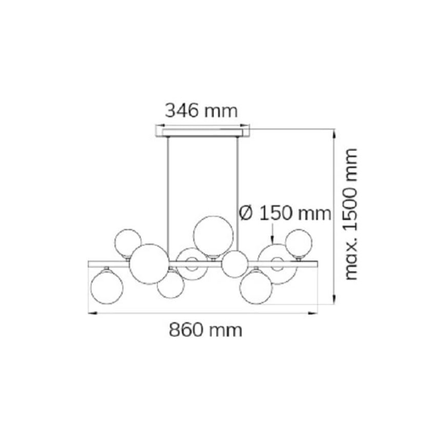 Wofi 6014.10.24.9000 - LED Żyrandol na lince VILLA 10xG9/3W/230V czarny/chrom błyszczący