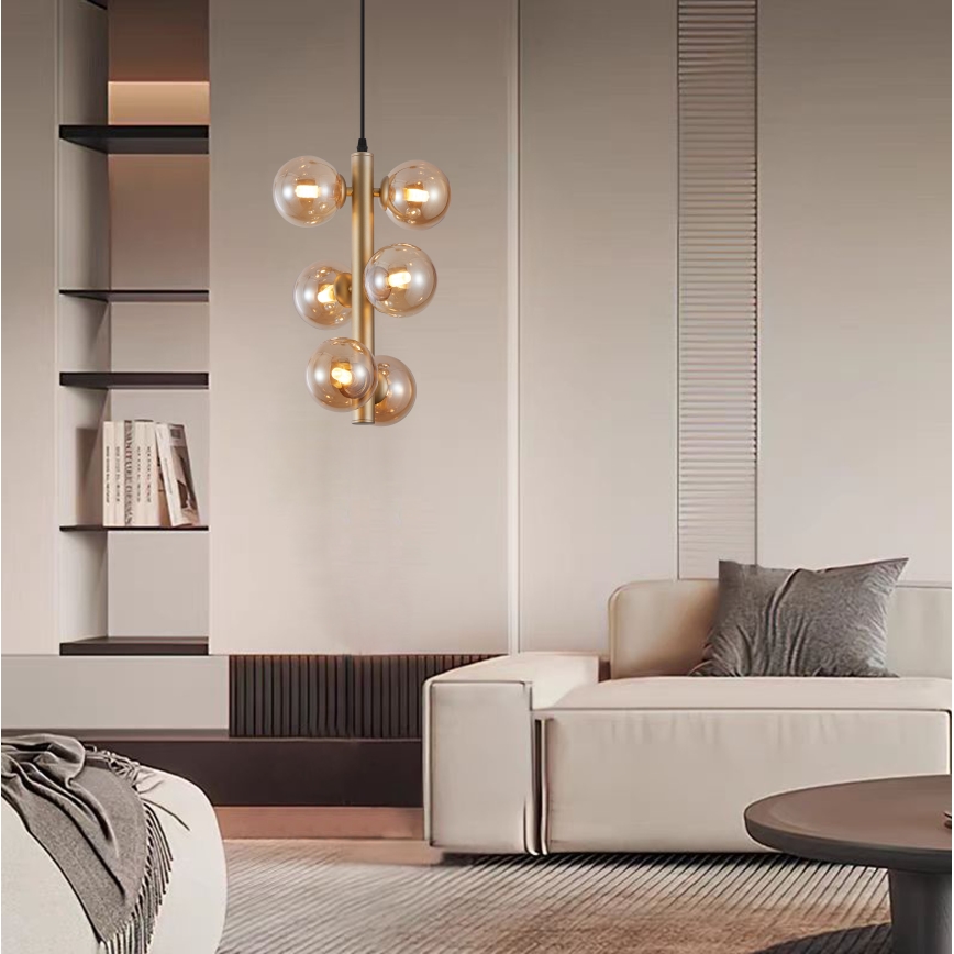 Wofi 6014-601W - LED Żyrandol na lince VILLA 6xG9/3W/230V złoty