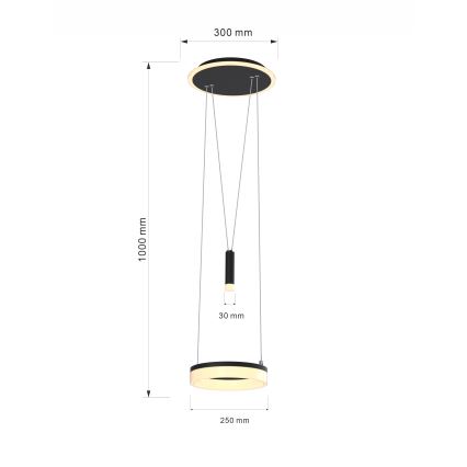 Wofi 6054-302 - LED Żyrandol ściemnialny na lince JESSE LED/15,5W/230V czarne