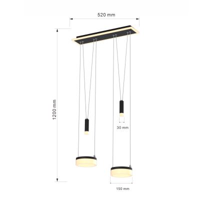 Wofi 6054-502 - LED Żyrandol ściemnialny na lince JESSE LED/21W/230V czarne