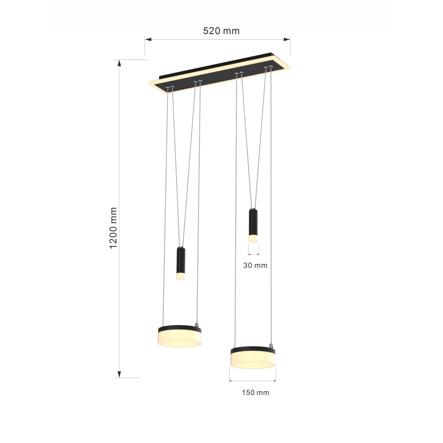 Wofi 6054-502 - LED Żyrandol ściemnialny na lince JESSE LED/21W/230V czarne