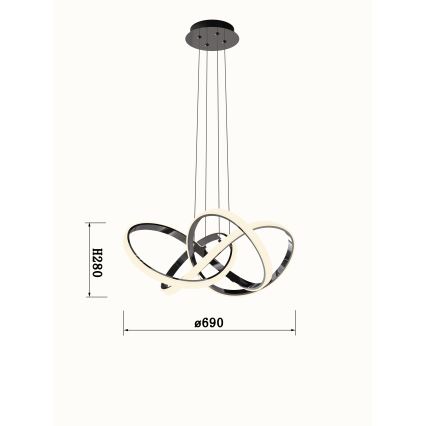 Wofi 6134-105L - LED Żyrandol ściemnialny na lince INDIGO LED/50W/230V czarny/chrom błyszczący
