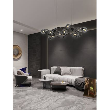 Wofi 7014-1405 - LED Żyrandol na lince NANCY 14xG9/3,5W/230V czarny/chrom błyszczący