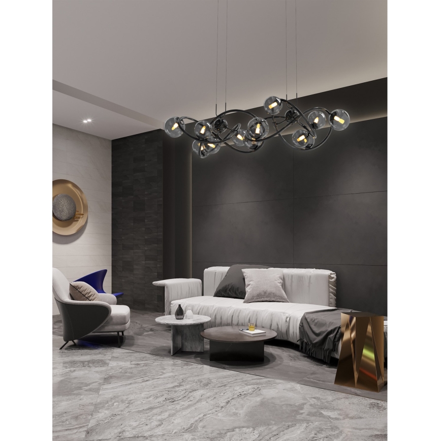 Wofi 7014-1405 - LED Żyrandol na lince NANCY 14xG9/3,5W/230V czarny/chrom błyszczący