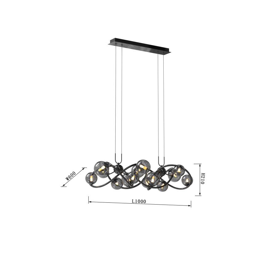 Wofi 7014-1405 - LED Żyrandol na lince NANCY 14xG9/3,5W/230V czarny/chrom błyszczący