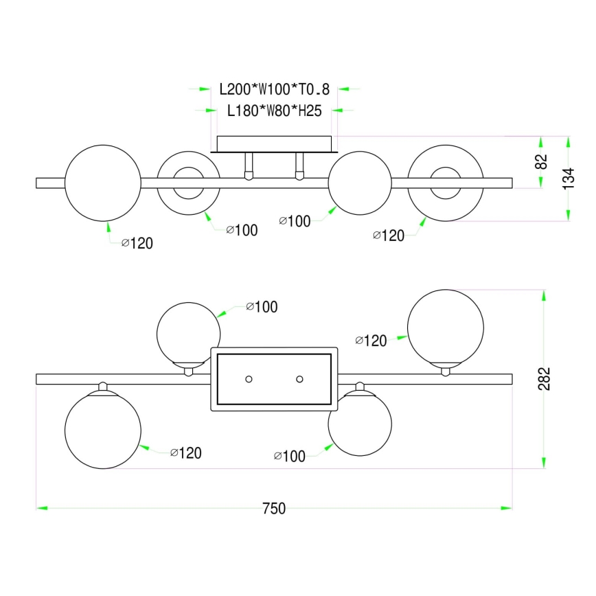 Wofi 7014-405W - LED Żyrandol natynkowy VILLA 4xG9/3W/230V czarny
