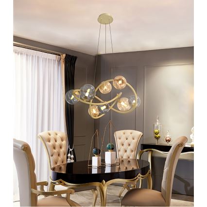 Wofi 7014-804 - LED Żyrandol na lince NANCY 8xG9/3,5W/230V złoty/szare