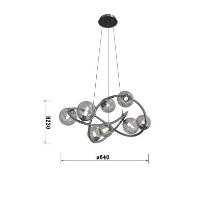 Wofi 7014-805 - LED Żyrandol na lince NANCY 8xG9/3,5W/230V czarny/chrom błyszczący