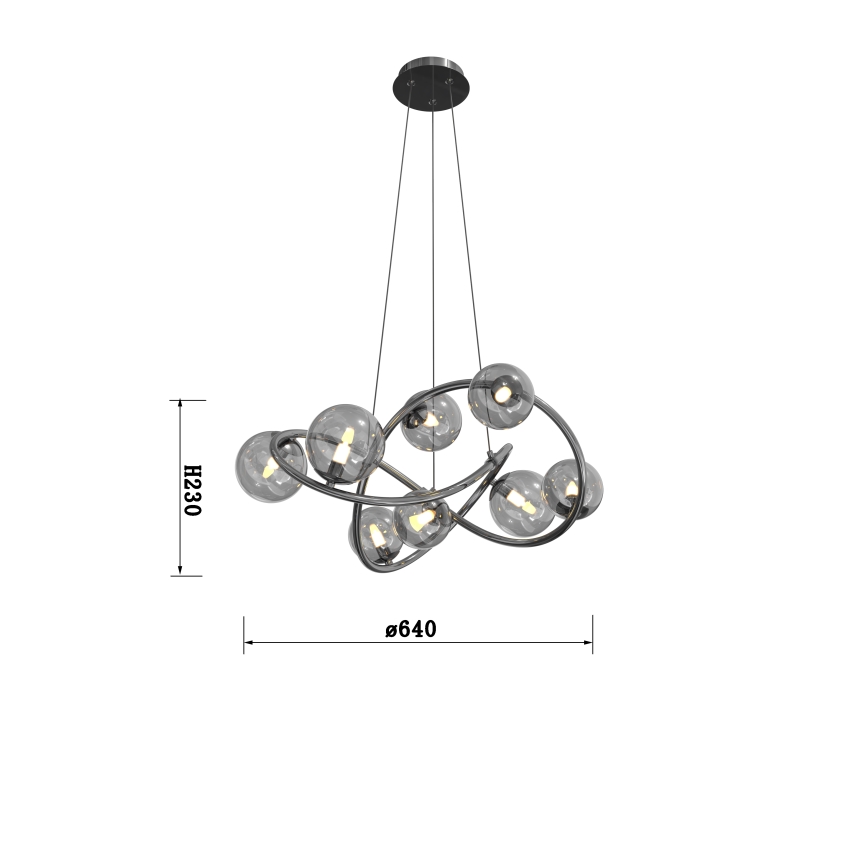 Wofi 7014-805 - LED Żyrandol na lince NANCY 8xG9/3,5W/230V czarny/chrom błyszczący