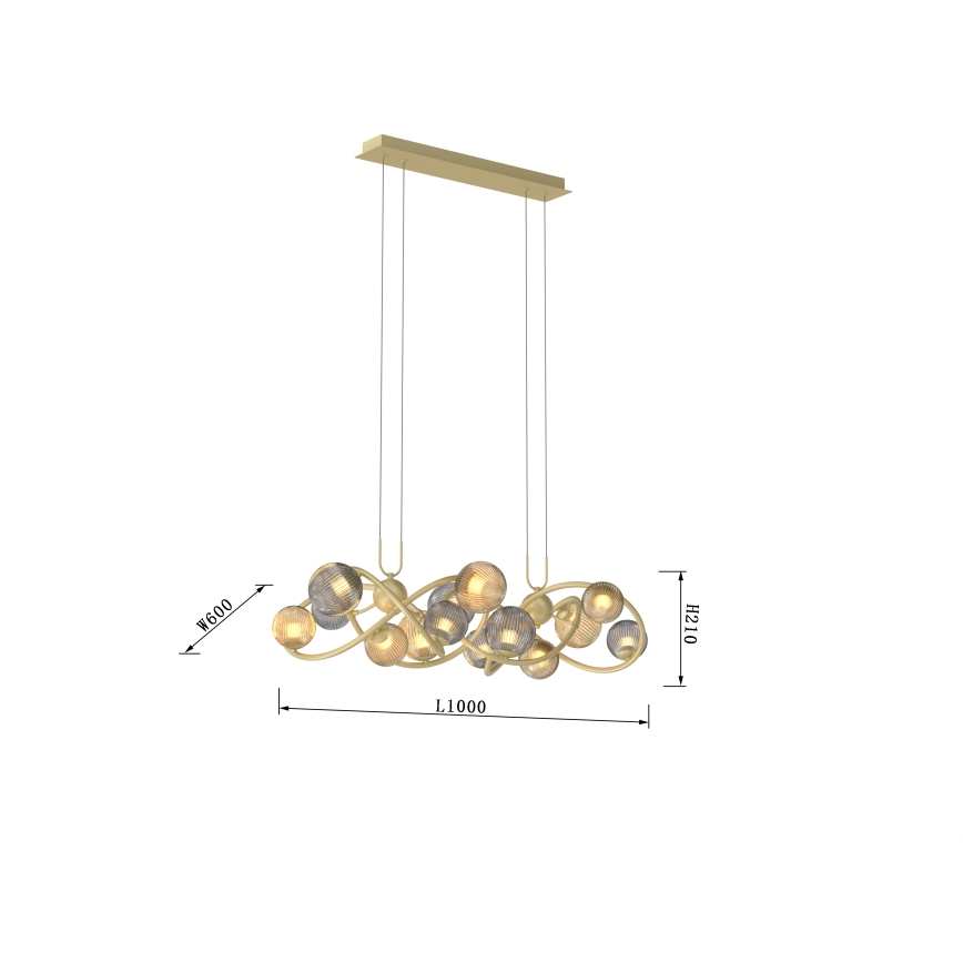 Wofi 7015-1404 - LED Żyrandol na lince METZ 14xG9/3,5W/230V złoty/szare