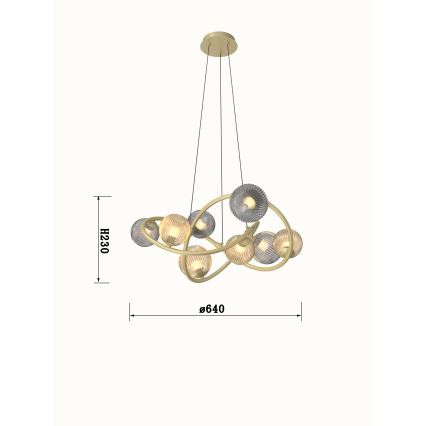 Wofi 7015-804 - LED Żyrandol na lince METZ 8xG9/3,5W/230V złoty/szare