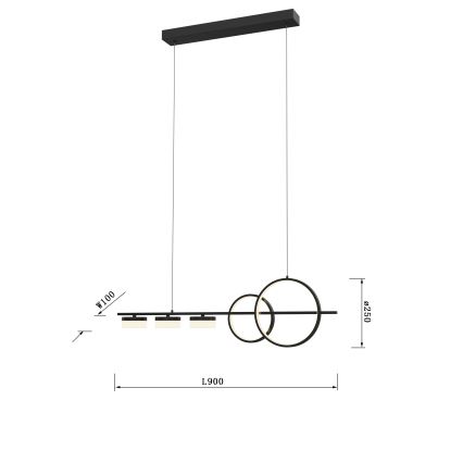 Wofi 7030-502 - LED Żyrandol ściemnialny na lince MESSINA LED/40W/230V czarne
