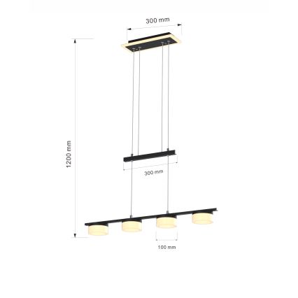 Wofi 7054-502 - LED Żyrandol ściemnialny na lince JESSE LED/21W/230V czarne