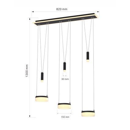 Wofi 7054-702 - LED Żyrandol ściemnialny na lince JESSE LED/27,5W/230V czarne