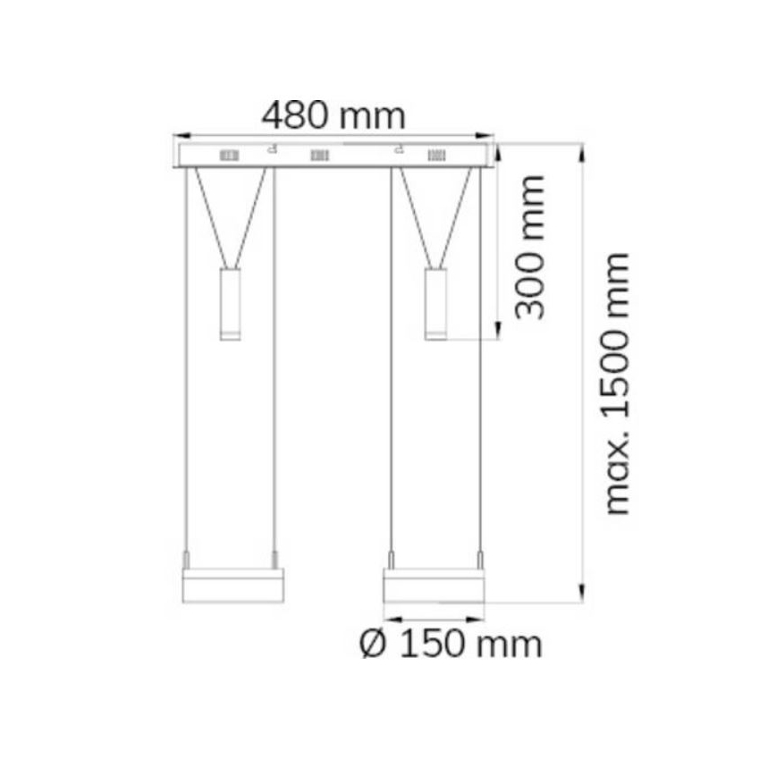 Wofi 7263.04.54.6000 - LED Żyrandol ściemnialny na lince JETTE 2xLED/7,5W/230V + 2xLED/1W
