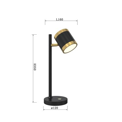 Wofi 8003-104S - LED Lampa stołowa ściemnialna TOULOUSE LED/10W/230V czarne/złoty