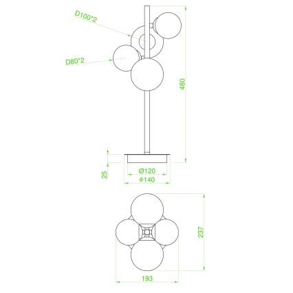 Wofi 8014.04.24.9000 - Lampa stołowa LED VILLA 4xG9/3W/230V czarna