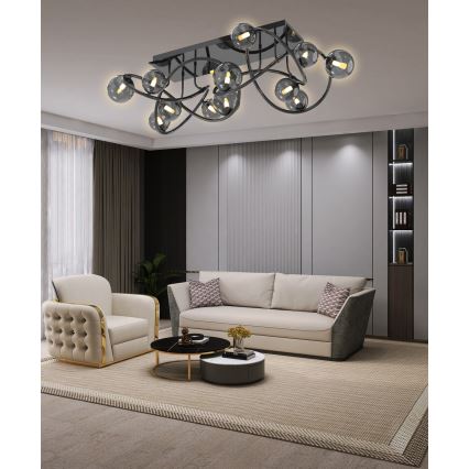 Wofi 9014-1205 - LED Żyrandol natynkowy NANCY 12xG9/3,5W/230V czarny/chrom błyszczący