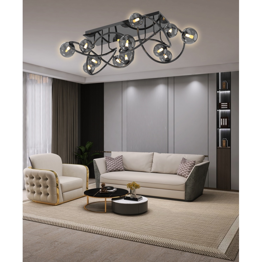 Wofi 9014-1205 - LED Żyrandol natynkowy NANCY 12xG9/3,5W/230V czarny/chrom błyszczący