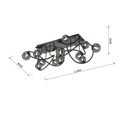 Wofi 9014-1205 - LED Żyrandol natynkowy NANCY 12xG9/3,5W/230V czarny/chrom błyszczący