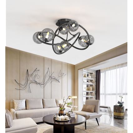 Wofi 9014-805 - LED Żyrandol natynkowy NANCY 8xG9/3,5W/230V czarny/chrom błyszczący
