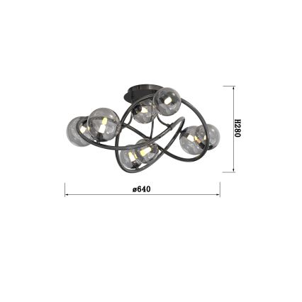 Wofi 9014-805 - LED Żyrandol natynkowy NANCY 8xG9/3,5W/230V czarny/chrom błyszczący