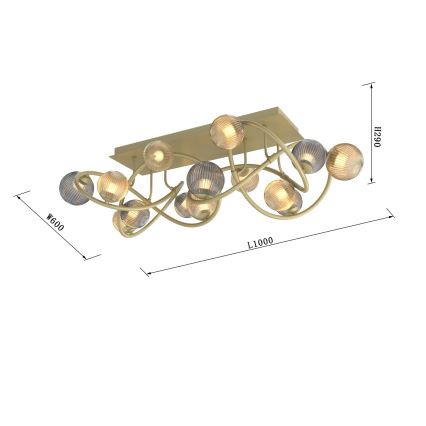 Wofi 9015-1204 - LED Żyrandol natynkowy METZ 12xG9/3,5W/230V złoty/szary