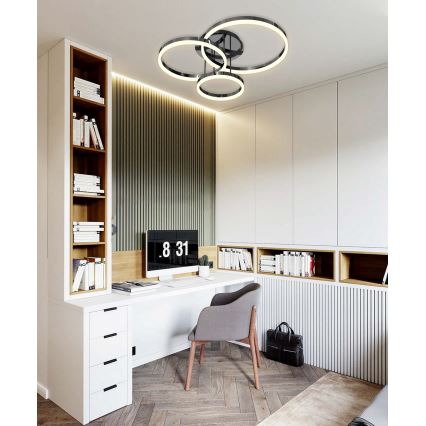 Wofi 9049-405 - LED Ściemnialny żyrandol natynkowy PERPIGNAN LED/51W/230V czarny/chrom błyszczący
