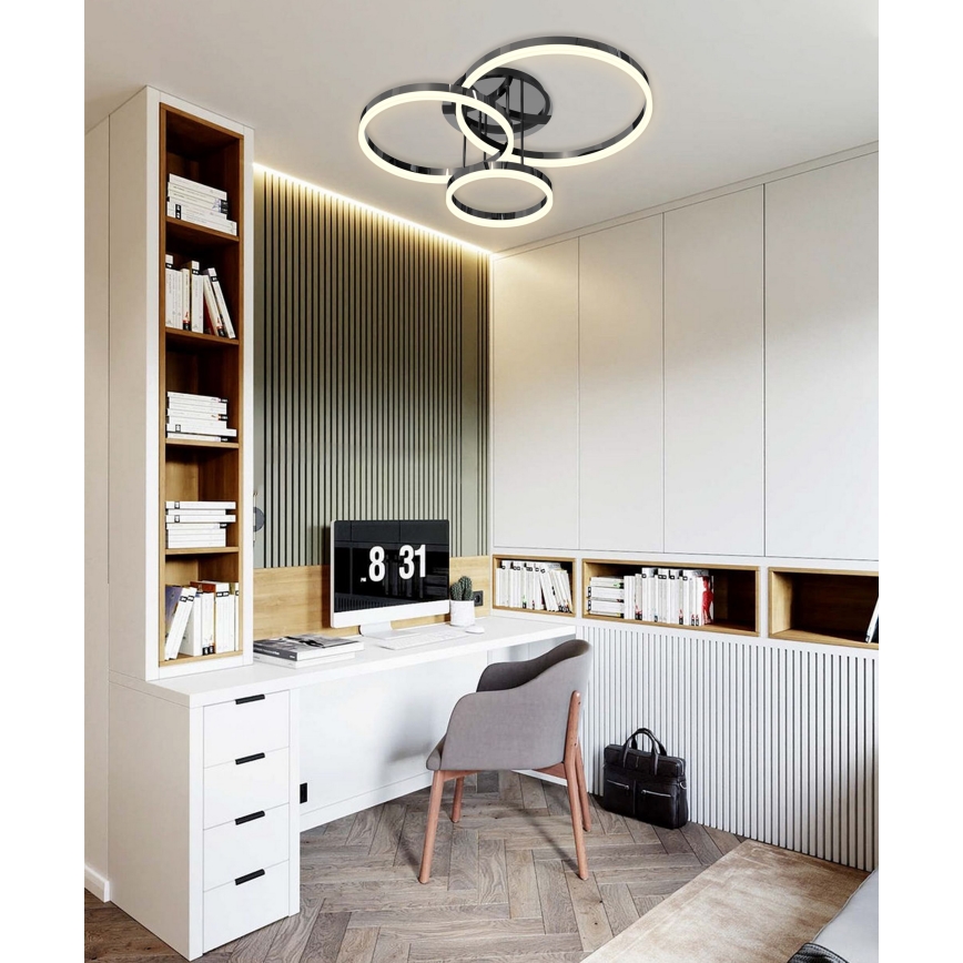 Wofi 9049-405 - LED Ściemnialny żyrandol natynkowy PERPIGNAN LED/51W/230V czarny/chrom błyszczący