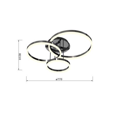 Wofi 9049-405 - LED Ściemnialny żyrandol natynkowy PERPIGNAN LED/51W/230V czarny/chrom błyszczący