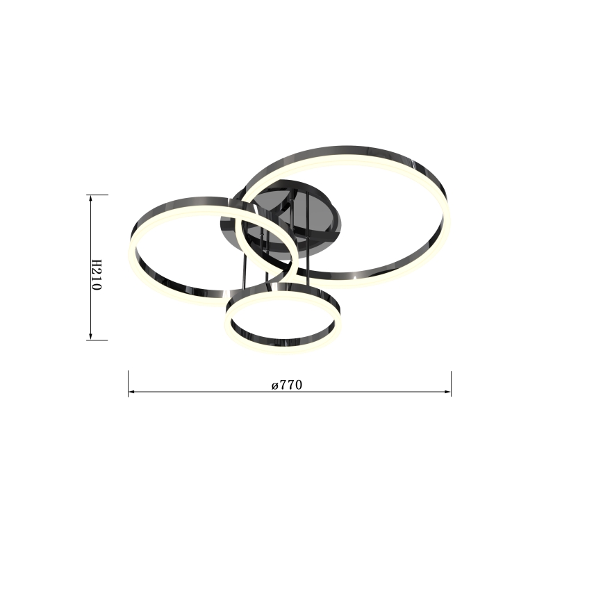 Wofi 9049-405 - LED Ściemnialny żyrandol natynkowy PERPIGNAN LED/51W/230V czarny/chrom błyszczący