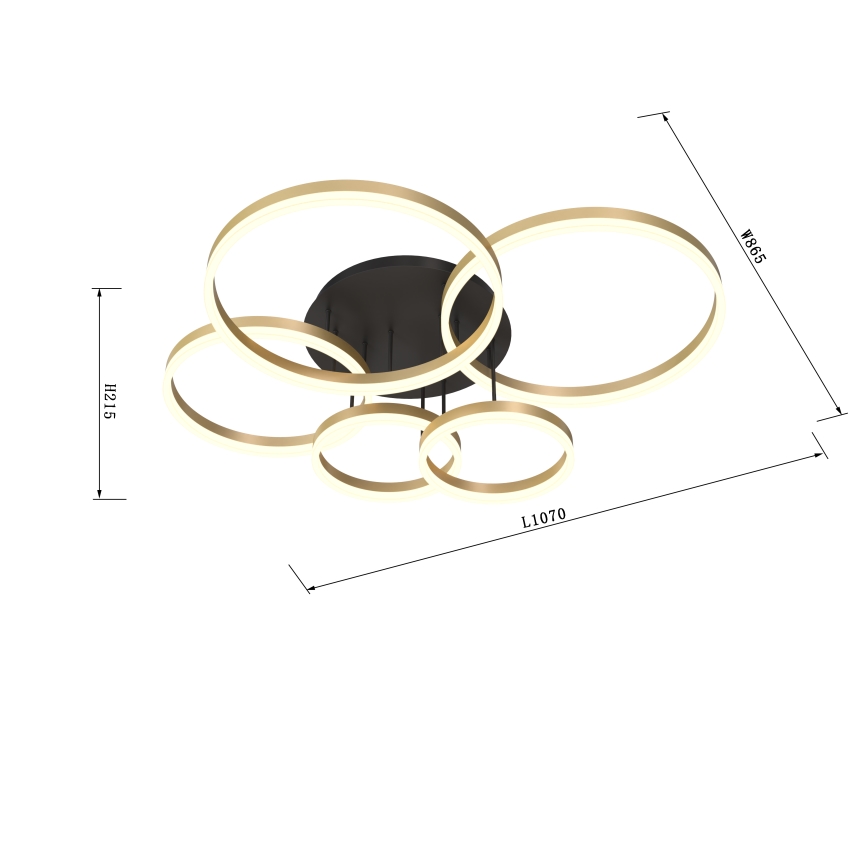 Wofi 9049-601 - LED Ściemnialny żyrandol natynkowy PERPIGNAN LED/80W/230V złoty
