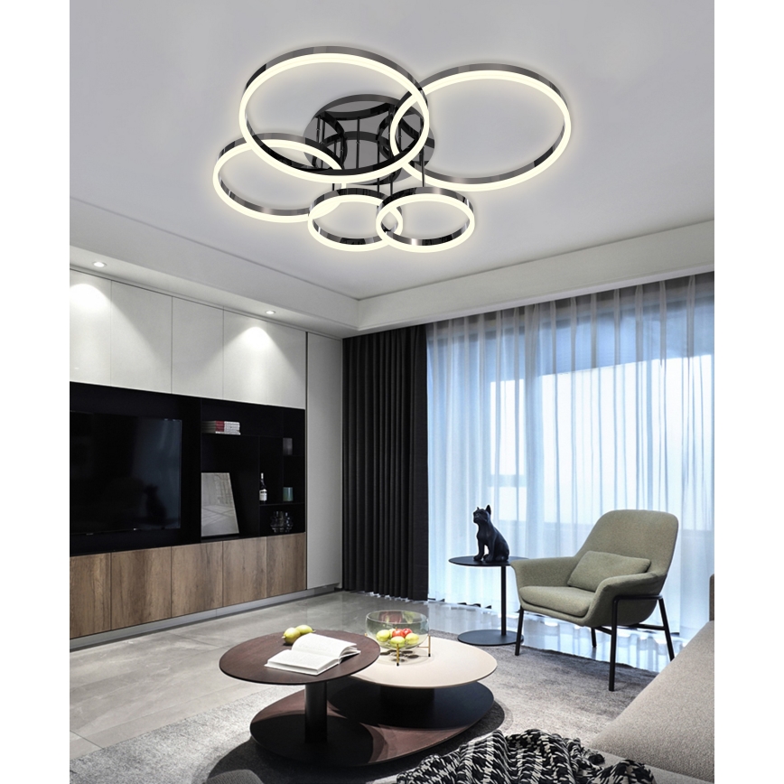 Wofi 9049-605 - LED Ściemnialny żyrandol natynkowy PERPIGNAN LED/80W/230V czarny/chrom błyszczący