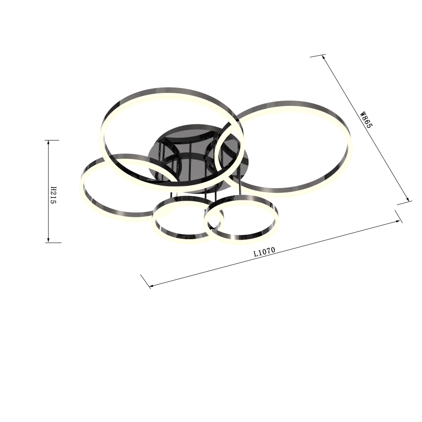 Wofi 9049-605 - LED Ściemnialny żyrandol natynkowy PERPIGNAN LED/80W/230V czarny/chrom błyszczący