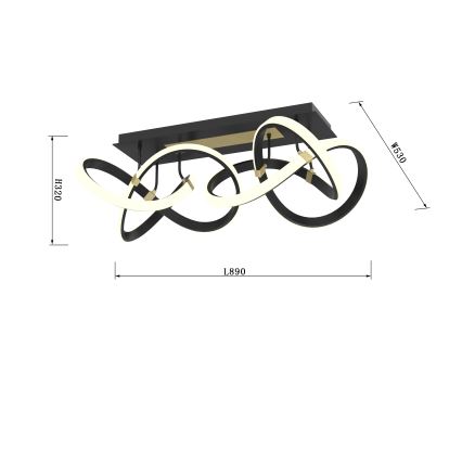 Wofi 9134-204 - LED Ściemnialny żyrandol natynkowy INDIGO LED/64W/230V czarny/złoty