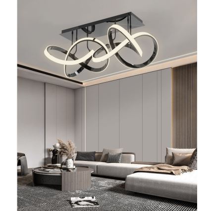 Wofi 9134-205 - LED Ściemnialny żyrandol natynkowy INDIGO LED/64W/230V czarny/chrom błyszczący