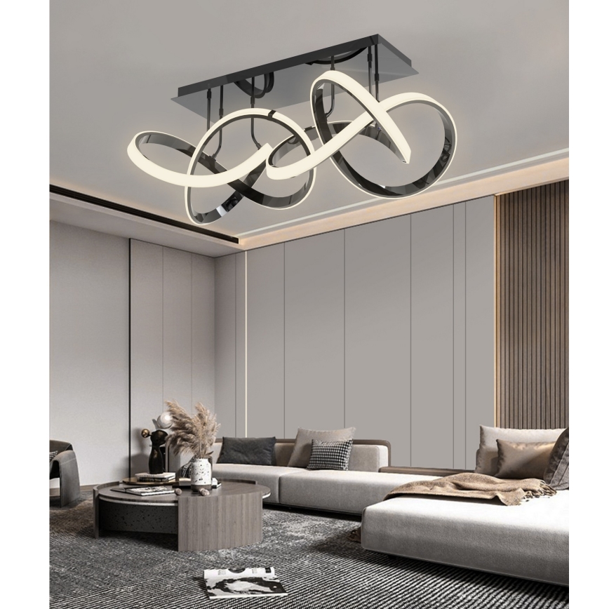 Wofi 9134-205 - LED Ściemnialny żyrandol natynkowy INDIGO LED/64W/230V czarny/chrom błyszczący