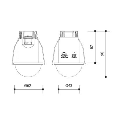 Czujnik ruchu i zmierzchu do podsufitki 360° 1200W/230V IP54 biały