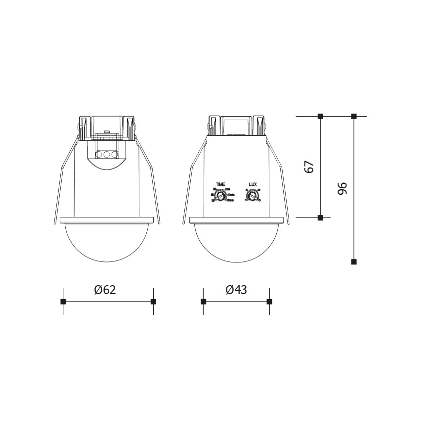Czujnik ruchu i zmierzchu do montażu wpuszczanego 360° 1200W/230V IP54 czarny