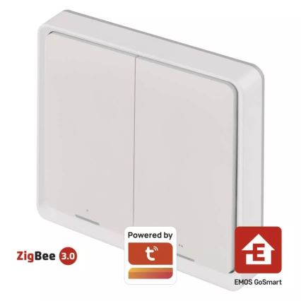 Wyłącznik 2-przyciskowy GoSmart 1xCR2430 Tuya biały