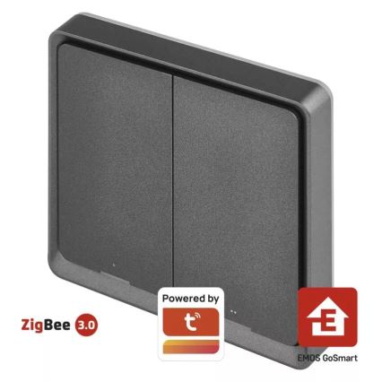 Wyłącznik 2-przyciskowy GoSmart 1xCR2430 Tuya czarny