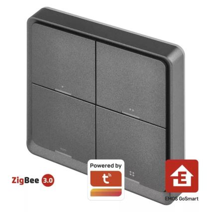 Wyłącznik 4-przyciskowy GoSmart 1xCR2430 Tuya czarny