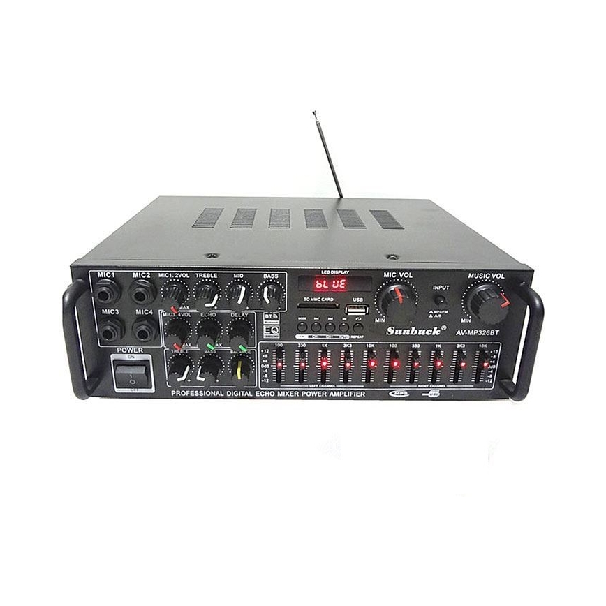 Wzmacniacz z korektorem i odtwarzaczem MP3 + pilot zdalnego sterowania