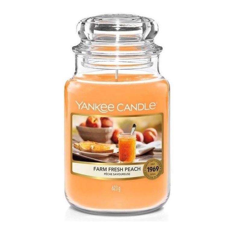 Yankee Candle - Duża świeca zapachowa FARM FRESH PEACH 623g 110-150 godz.
