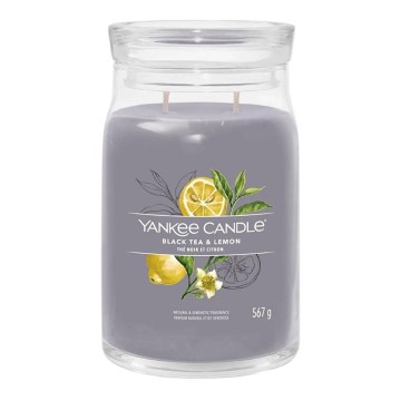 Yankee Candle - Świeca zapachowa BLACK TEA & LEMON duża 567g 60-90 godz.