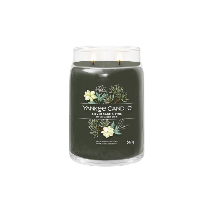 Yankee Candle - Świeca zapachowa SILVER SAGE & PINE duża 567g 60-90 godz.
