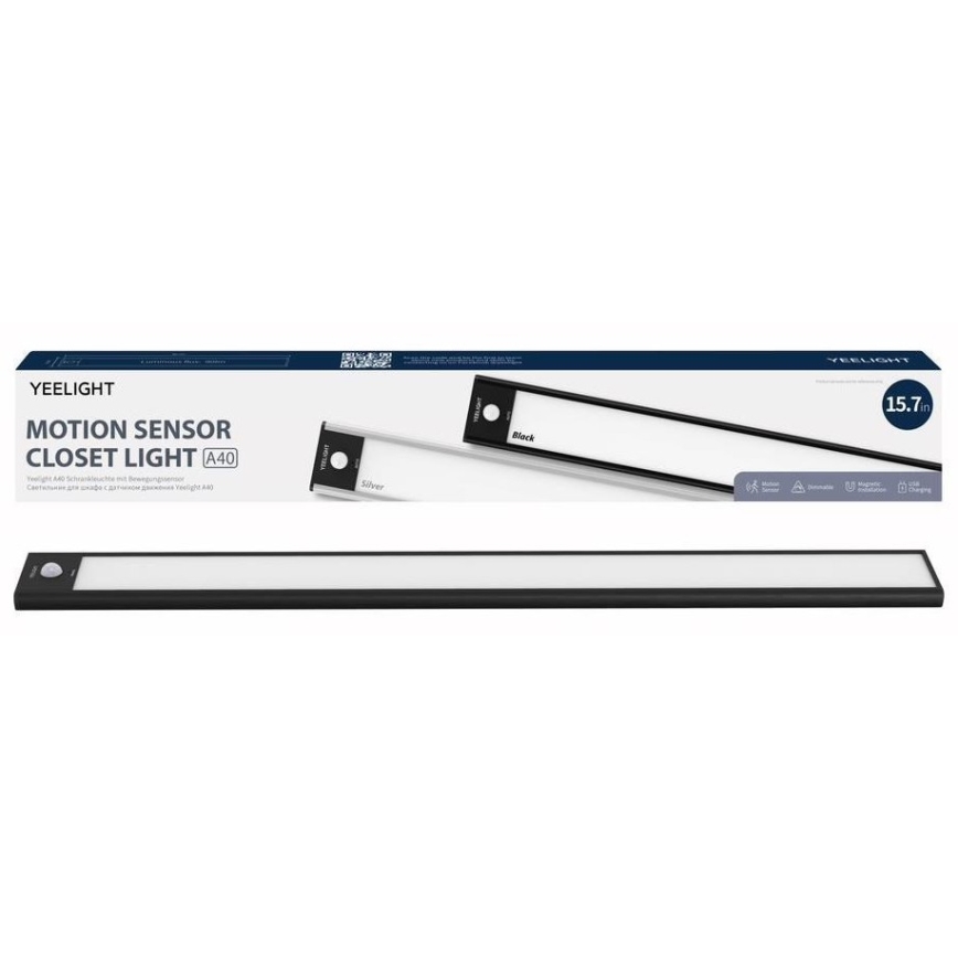 Yeelight - LED Ściemnialna akumulatorowa lampka do mebli z czujnikiem LED/2,3W/1500 mAh 2700K 40 cm czarna