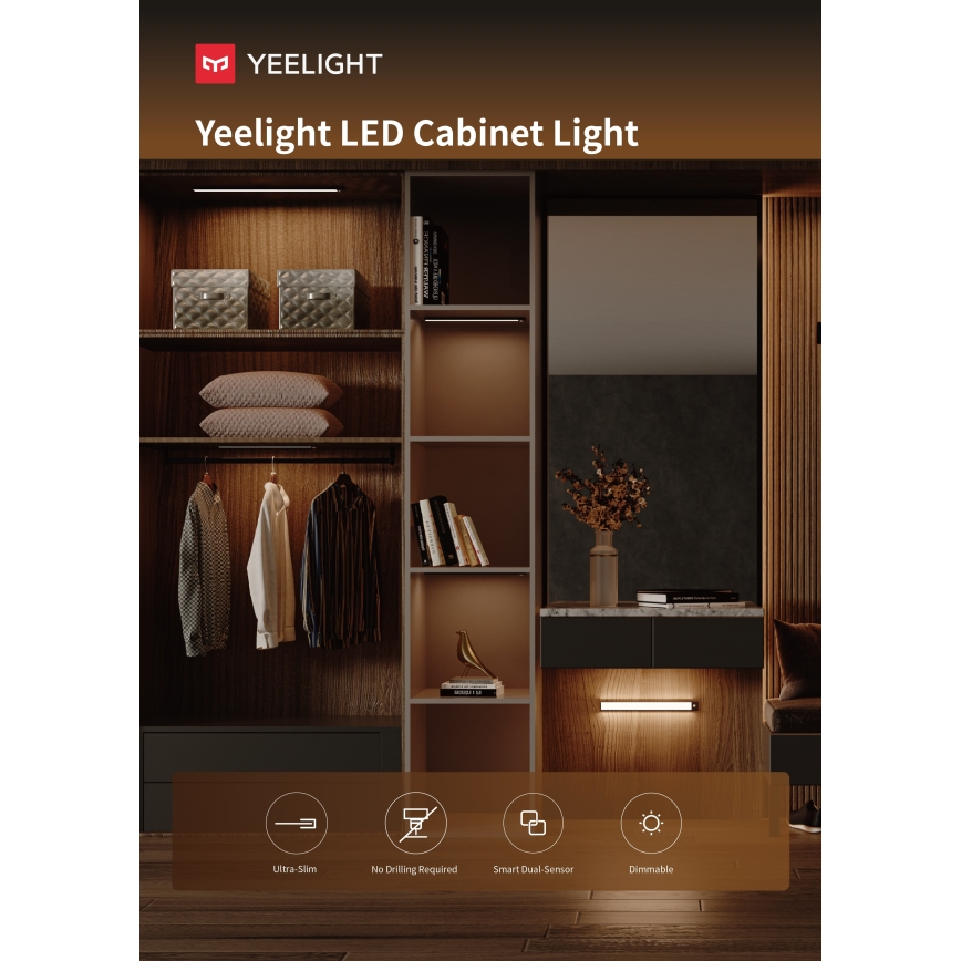 Yeelight - LED Ściemnialne akumulatorowe oświetlenie mebli z czujnikiem LED/2,4W/2200 mAh 4000K 60 cm srebrne