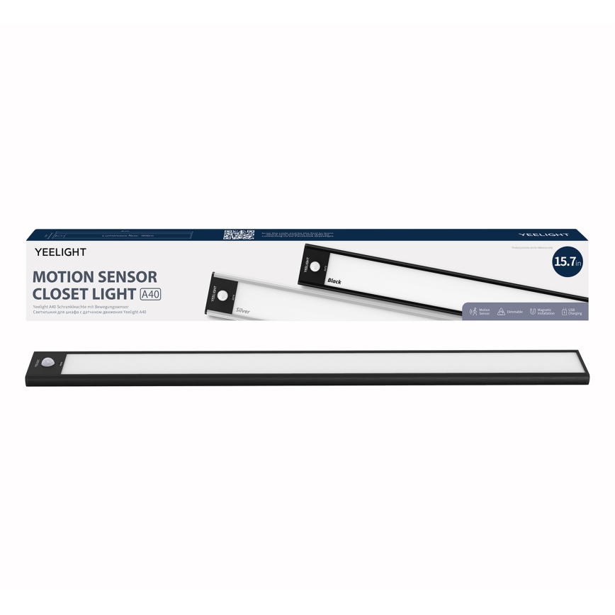 Yeelight - LED regulowane oświetlenie mebli z czujnikiem LED/2,3W/1500 mAh 4000K 40 cm czarne